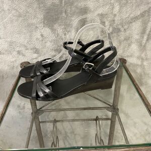 Cole Haan Black Leather Wedge Sandals